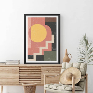 Poster sun stairs Affiche + cadre en bois - Noir