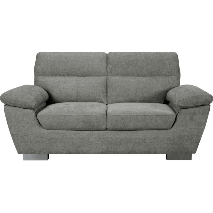 Canapé fixe en tissu "Dallas" - 169 x 88 x 90 cm - 2 places - Gris