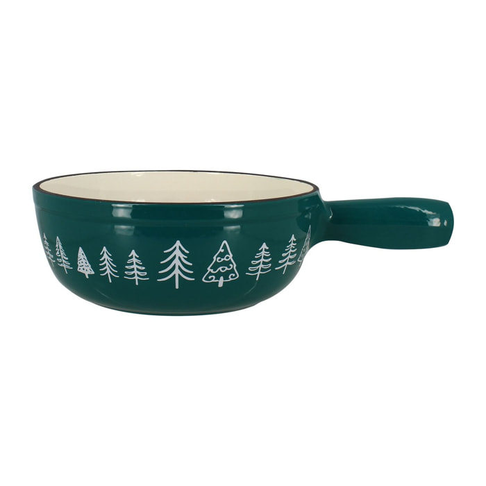 Caquelon en fonte 1,9L bleu canard avec décor sapin MONTAGNE