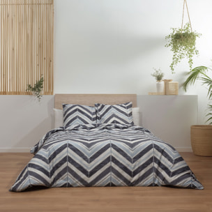 Parure de lit avec housse de couette 240x220 cm + 2 taies d'oreiller 65x65 cm 100% percale de coton - NINA -