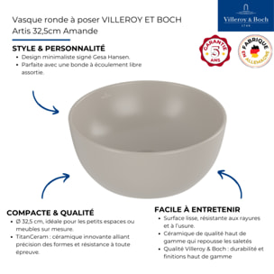 Vasque ronde à poser Artis 32,5cm Amande