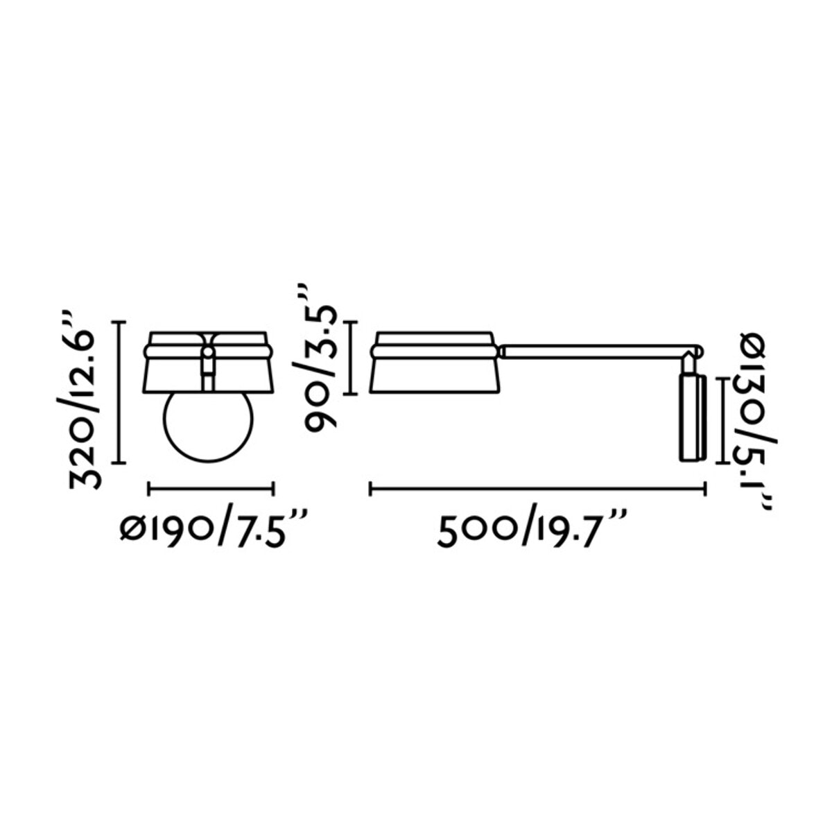 LOOP Lampada da parete nera con braccio snodabile