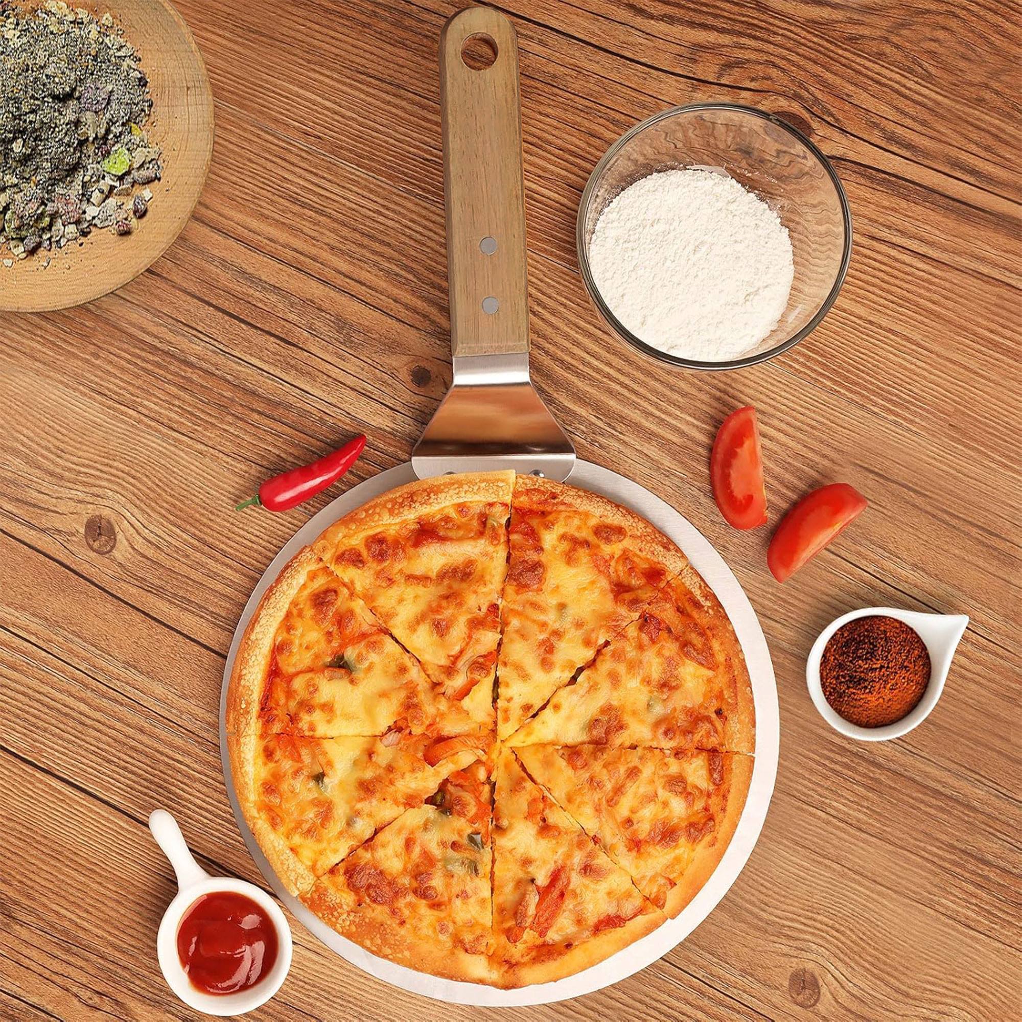 Well home - bandeja para pizza con mango de madera ø30,5cm