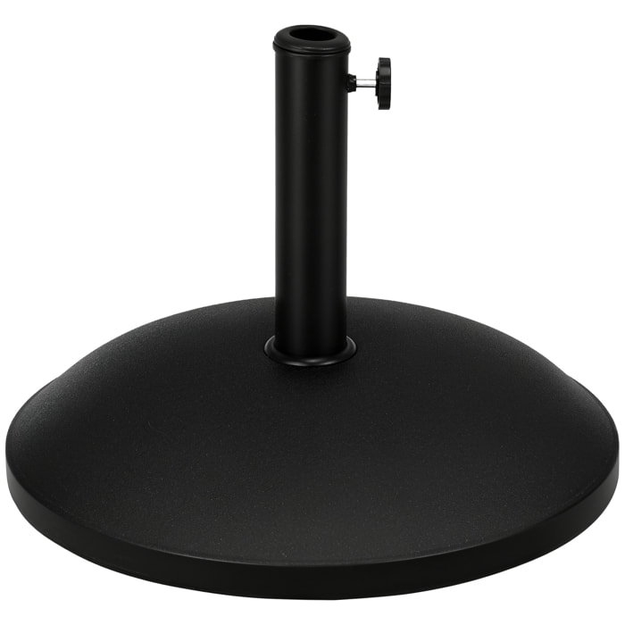 Base para Sombrilla Redonda, 25 kg, Soporte de Parasol de Cemento, con Perilla, Pie para Sombrilla con Postes Ø35 mm, Ø38 mm, Ø48 mm, Fácil de Montaje, para Jardín, Patio, Terraza, Negro