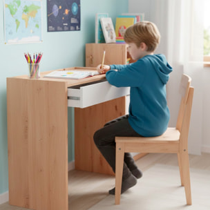 Scrivania Con Cassetto Tavolo Studio Ufficio Moderno Mobile Desk Struttura Salvaspazio Home Office Cameretta e Studio 81.5x40x77 Cm Bianco e Rovere