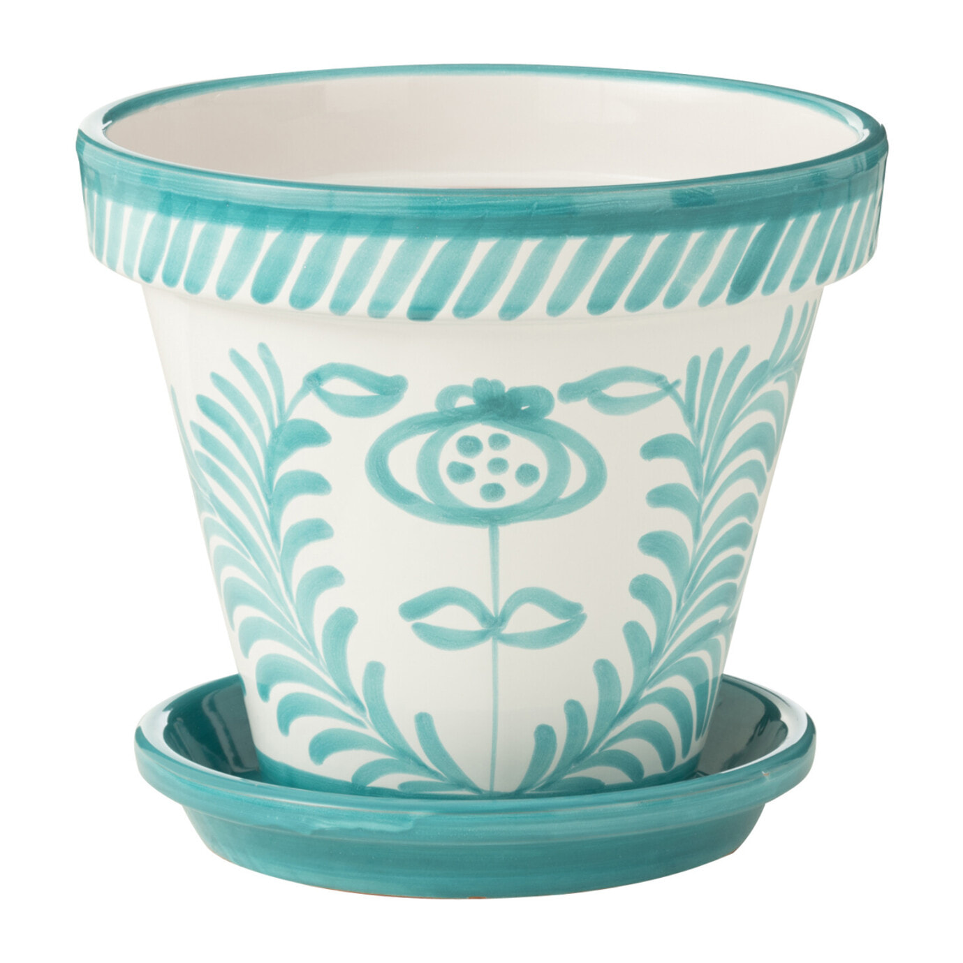 J-Line cache-pot Granada Handmade + Painted - céramique - aqua - large - Ø 35 cm