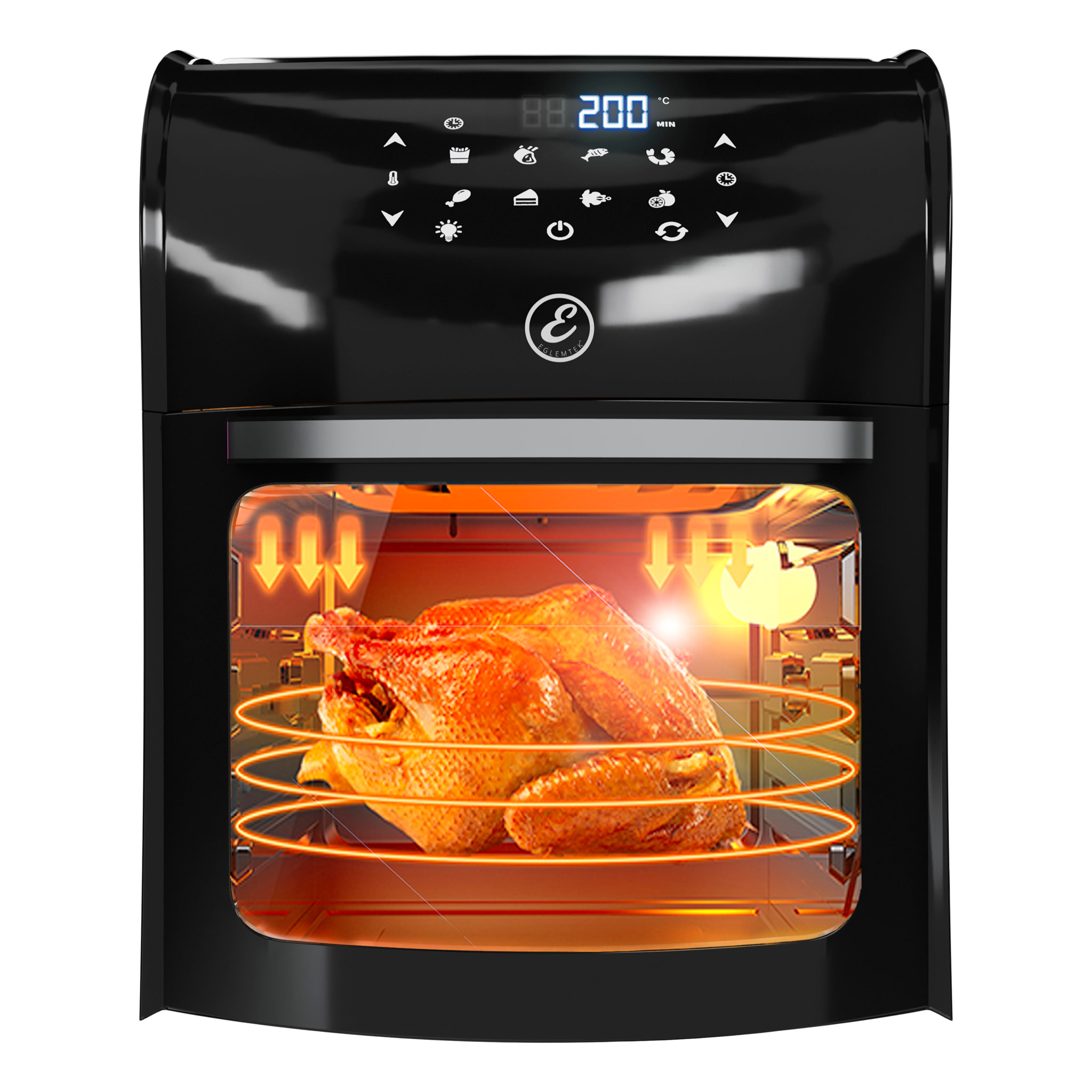 Friggitrice Ad Aria 12 Litri 10 In 1 Forno Aria Calda Con LED Touch Screen Senza Olio Multifunzione 1800W 6 Accessori 7 Programmi