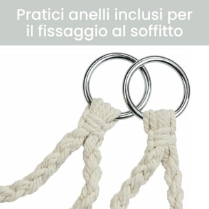 Amaca da Giardino Poltrona Sospesa Amaca da Appendere Macramè con Cuscino | Dondolo ad Uncinetto (Bianco)