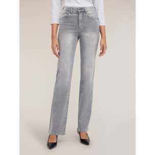 Motivi - Jeans wide con applicazioni di strass - Grigio