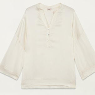 Oltre - Blusa en raso de viscosa - Blanco