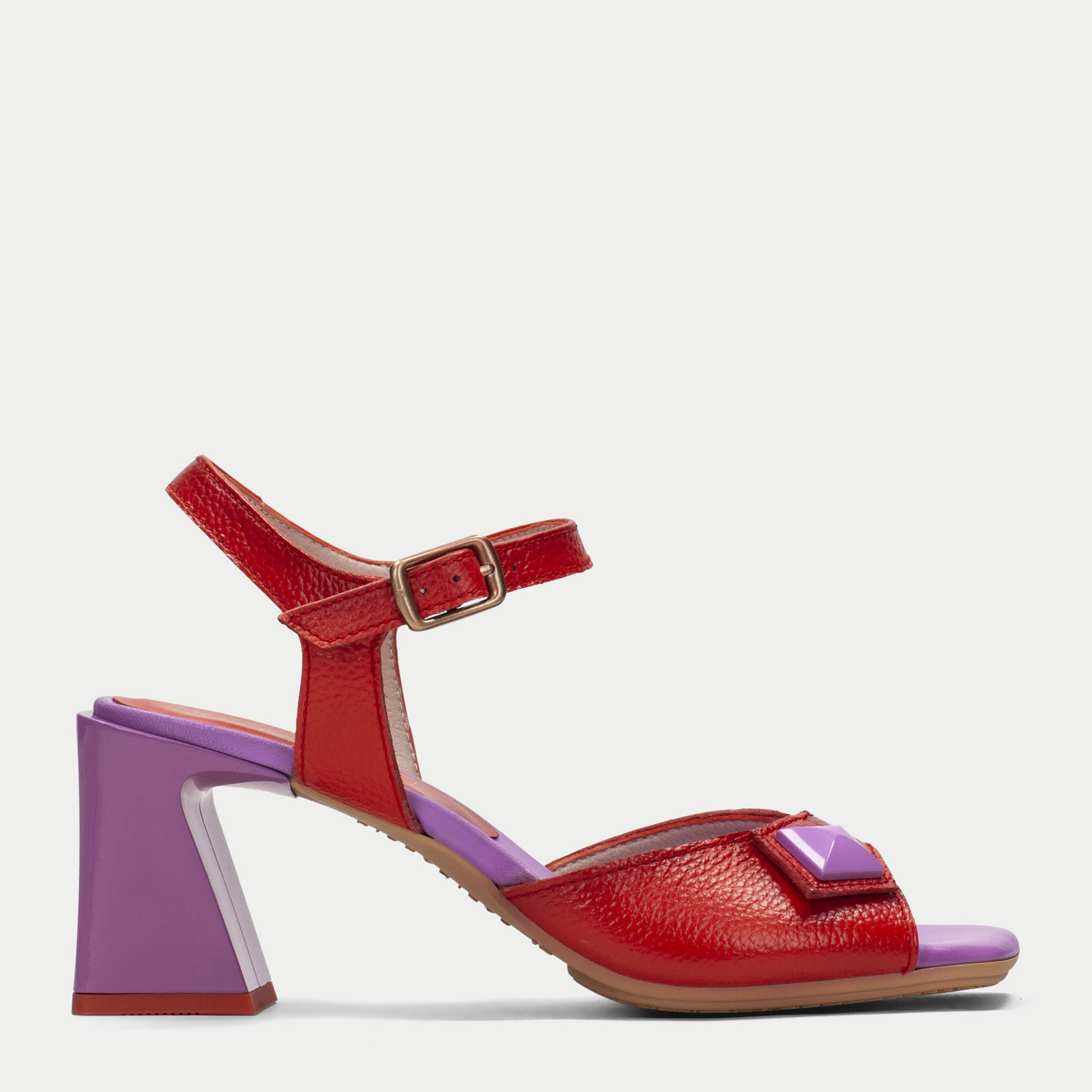 Sandalia Tacon Mallorca Violet rojo 6,5 cm