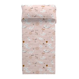 Panzup - Colcha Bouti Estampada - Reversible - 100% Algodón - 70 gr/m² - Gatos 4