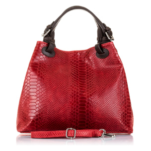 Emanuela Borsa tote Donna.Pelle autentica Camoscio Inciso Serpente