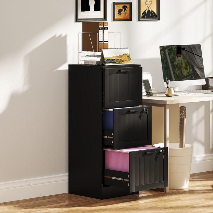 Caisson bureau 2+1 tiroir verrouillable dossiers suspendus dim. 40x40x101cm MDF noir