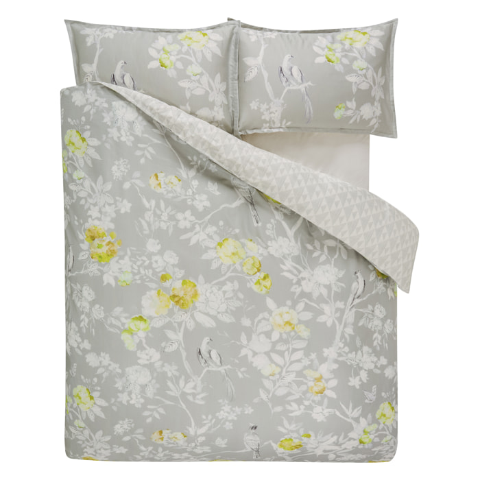 Housse de couette imprimée en satin de coton, PONTOISE PLATINIUM, Gris