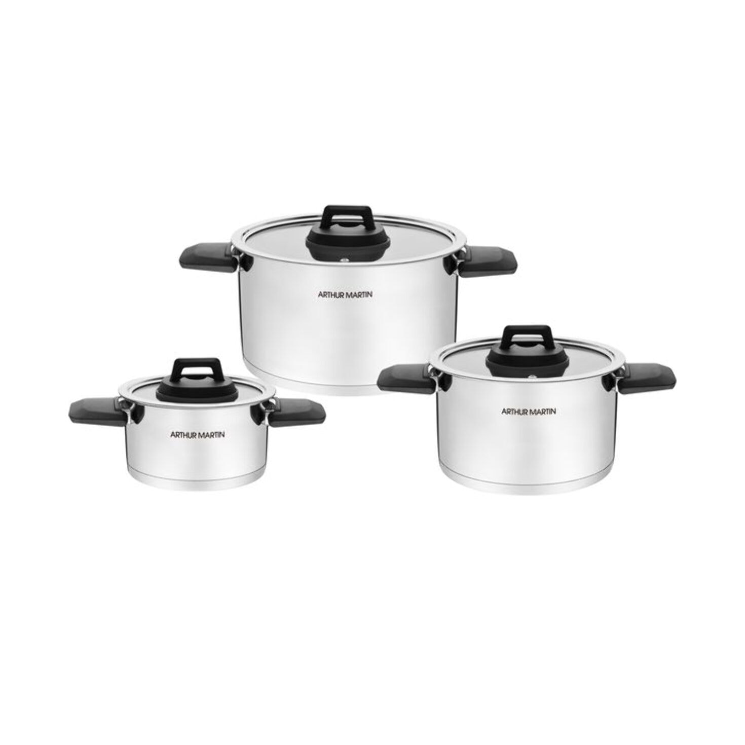 Set de 3 marmites avec poignées rabattables