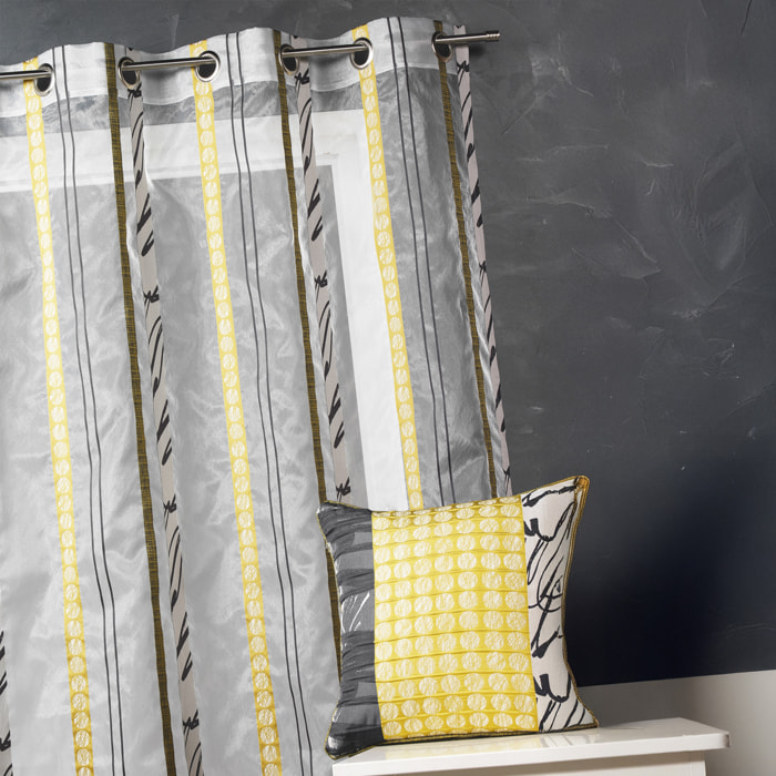 Voilage en organza à fines rayures zébrées - Jaune