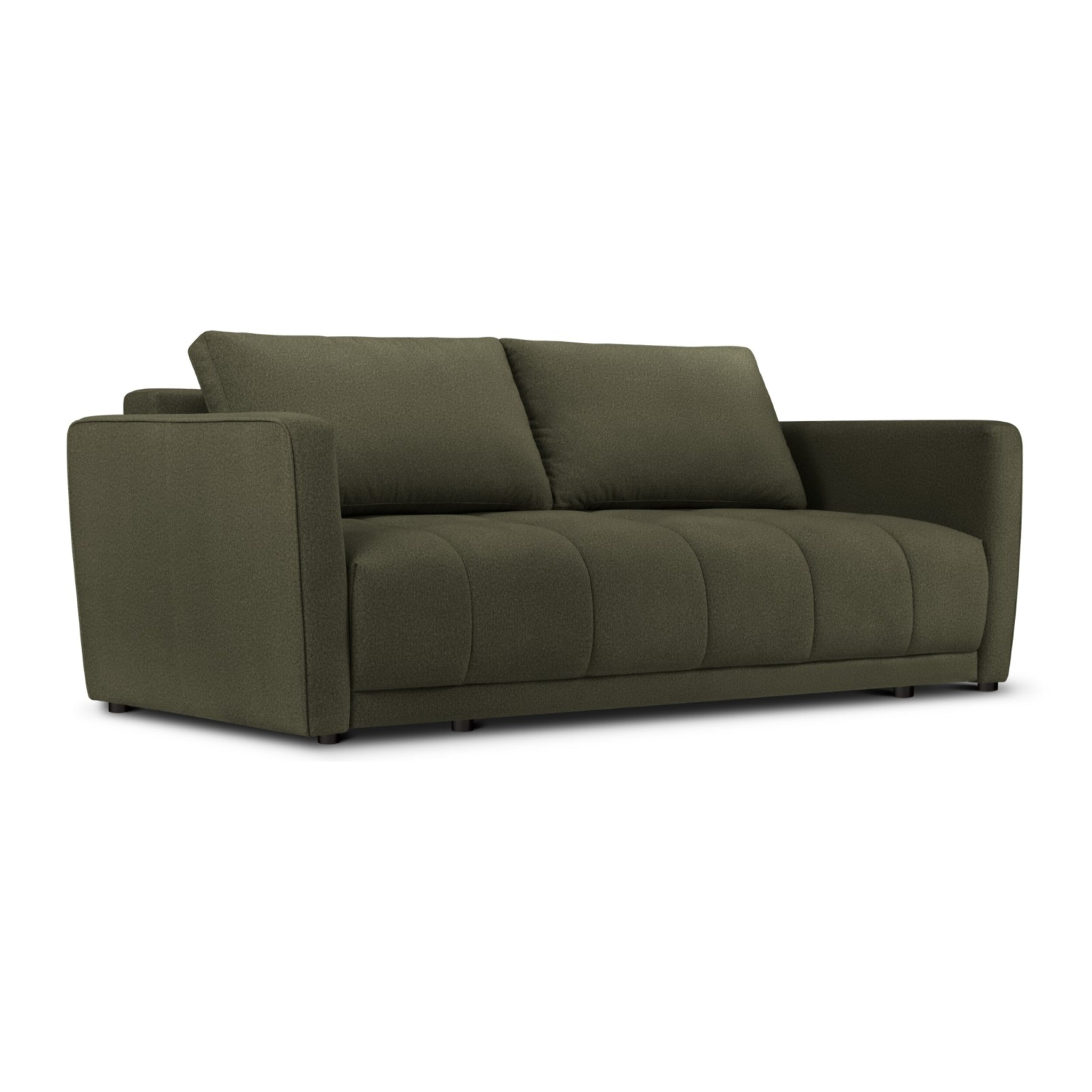 Canapé convertible avec coffre de rangement "Madrid" 3 places en tissu structurel vert