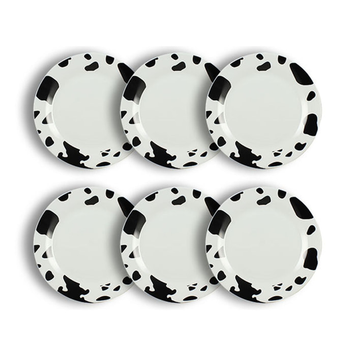 Lot de 6 assiettes plates vache 26,5cm en porcelaine  ANIMALS