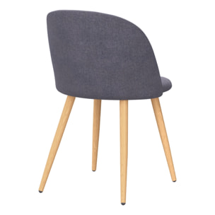 Lot de 2 chaises en tissu gris foncé et pieds en métal - Cozy
