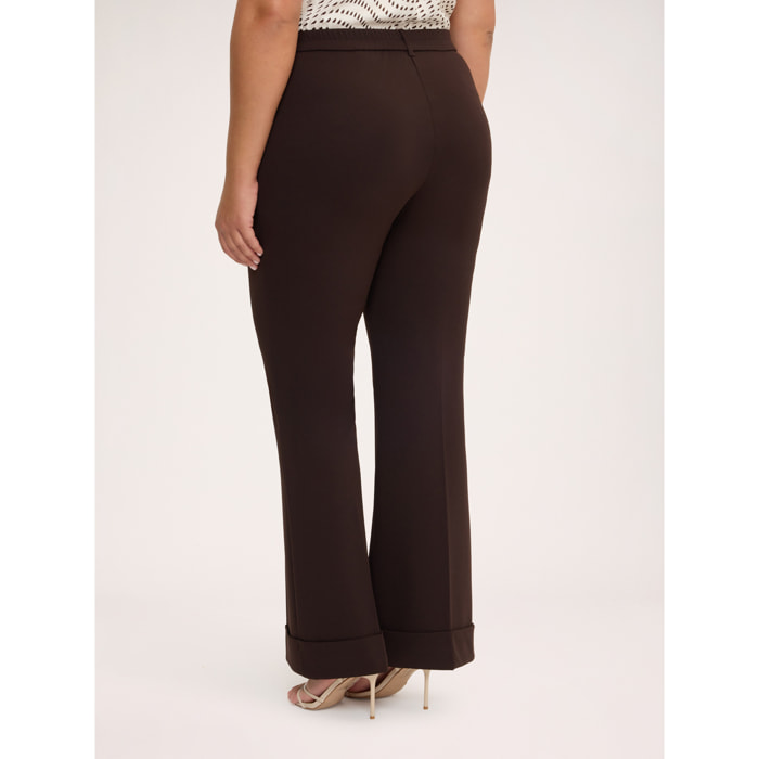 Fiorella Rubino - Pantaloni Flare in tessuto stretch - Marrone