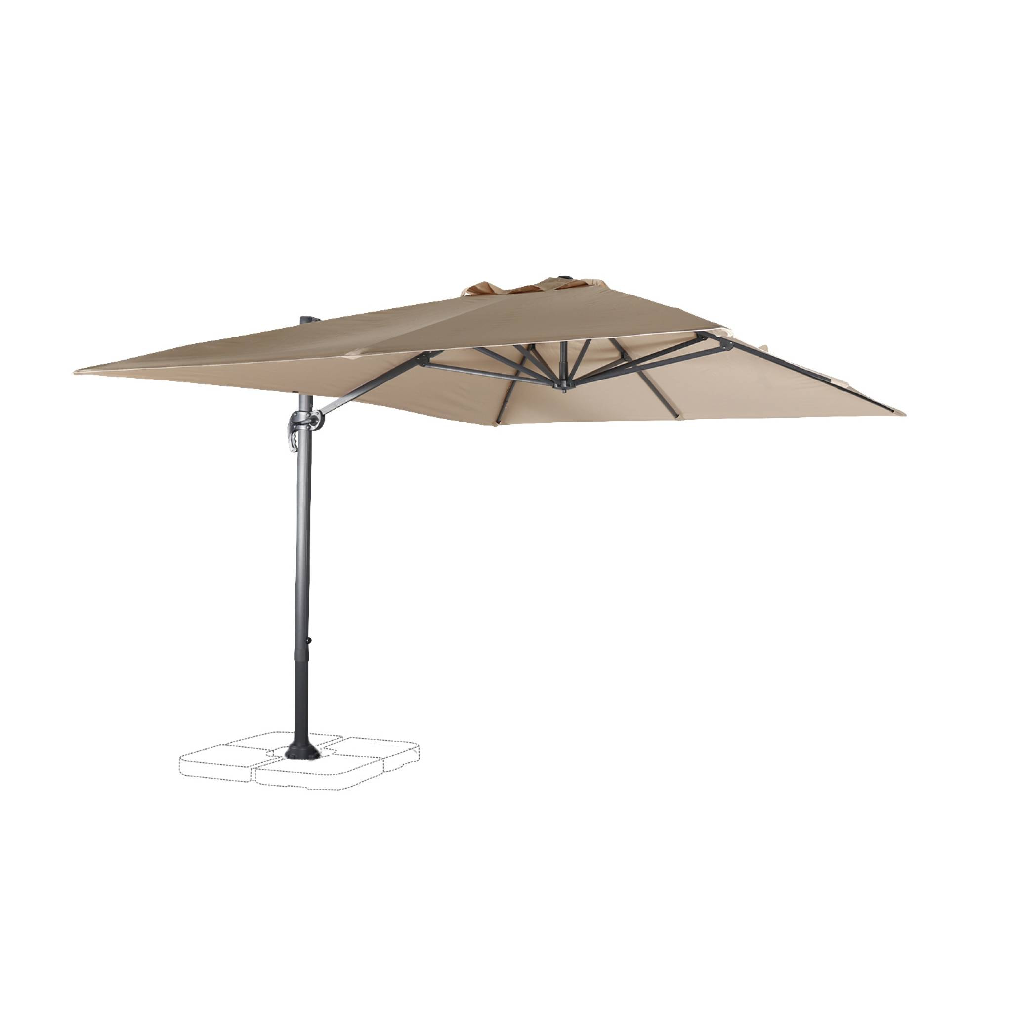 Parasol déporté rectangulaire 3x4m - Wimereux- Beige - Parasol excentré inclinable et rotatif à 360°.