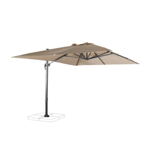 Parasol déporté rectangulaire 3x4m - Wimereux- Beige - Parasol excentré inclinable et rotatif à 360°.