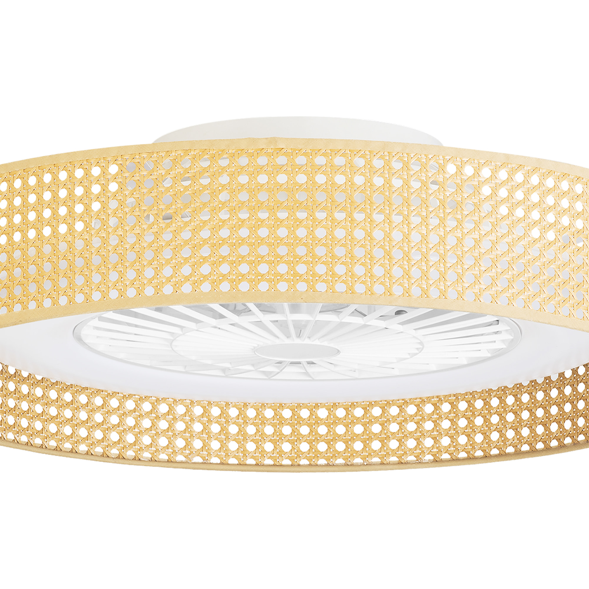 Forlight Bea Ventilador de techo con luz LED. Silencioso. 6 velocidades. Regulador Intensidad y Temperatura de Color. Mimbre.