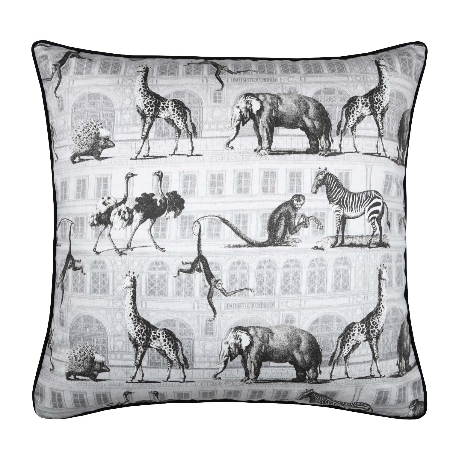 Coussin passepoilé au style décalé - Gris clair