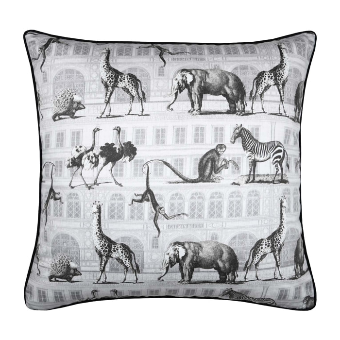 Coussin passepoilé au style décalé - Gris clair
