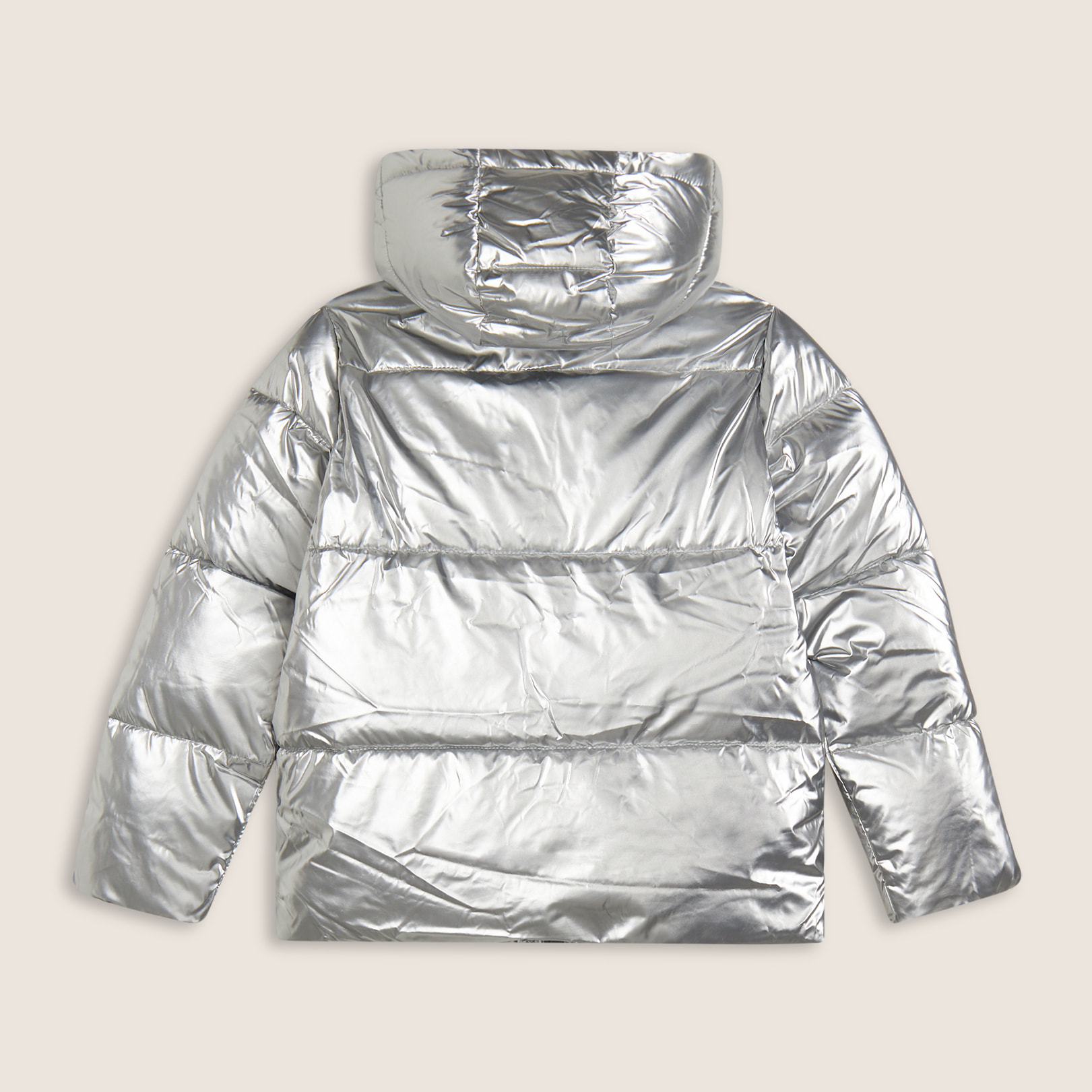 Giacca puffer Bambina argento con cappuccio staccabile