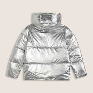 Giacca puffer Bambina argento con cappuccio staccabile