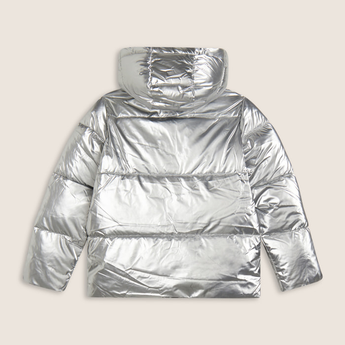 Giacca puffer Bambina argento con cappuccio staccabile
