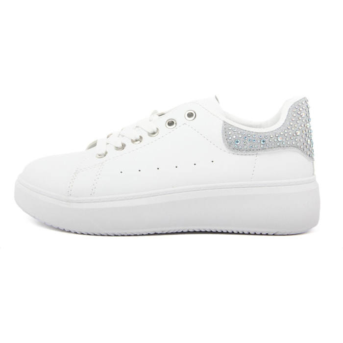 Sneakers Donna colore Bianco, altezza tacco 3,5 cm, altezza plateau 3 cm