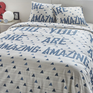 Parure Housse De Couette 3pcs 100% coton 51fils Amazing Blanc