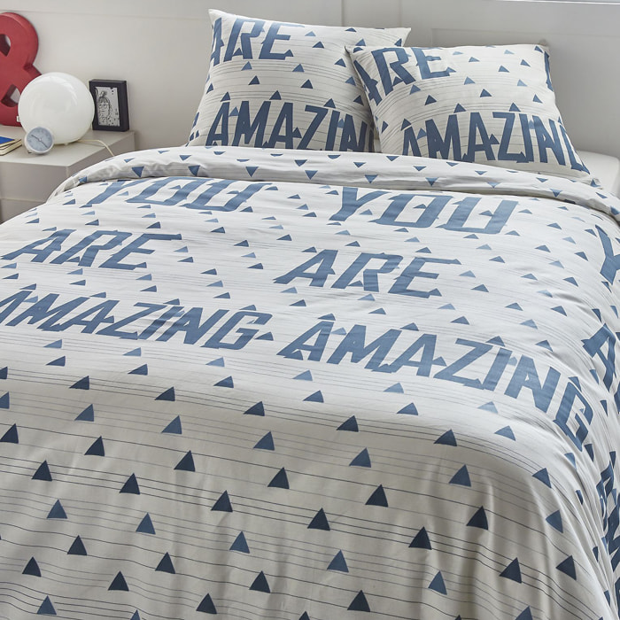 Parure Housse De Couette 3pcs 100% coton 51fils Amazing Blanc