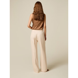 Oltre - Pantalones wide leg mezcla de lino - Beige