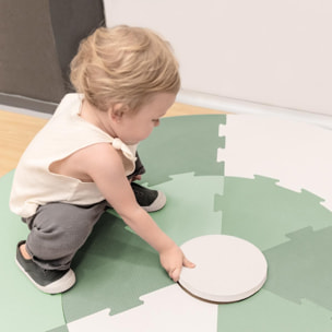 Alfombra infantil GREEN PLAYMAT redonda espuma EVA diseño puzle verde