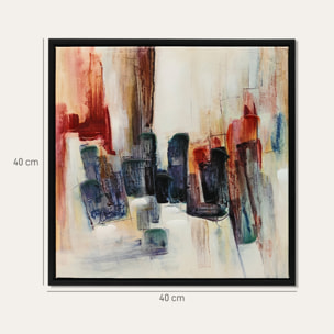 Cuadros en Lienzo Abstractos a Mano, 40x40 cm, 2 Piezas, Cuadros de Arte de Pared Enmarcados, Textura Rica, Decoración Moderna para Dormitorio, Salón, Cocina, Multicolor