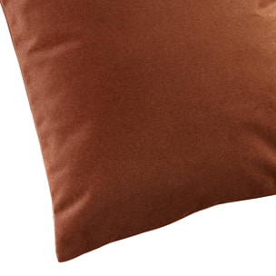 Coussin velours  - Effet peau de pêche - Marron Brun