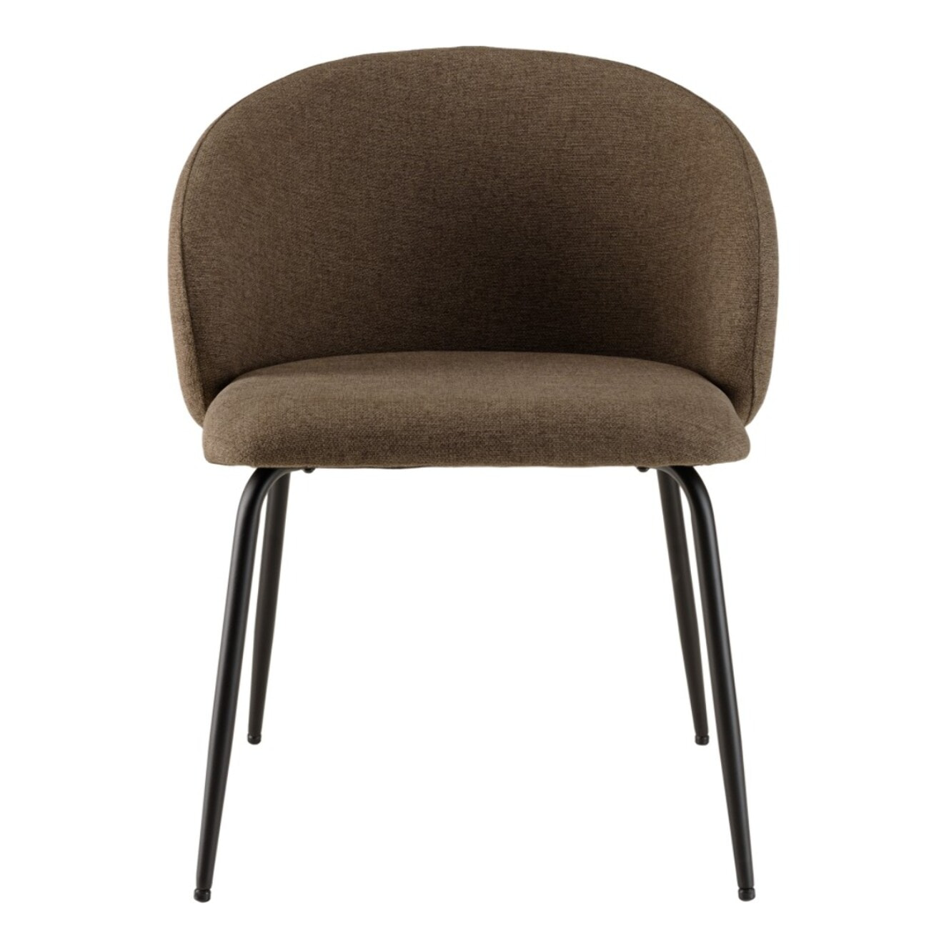 TOM - Lot de 2 chaises tissu marron dossier arrondi pieds acier noir