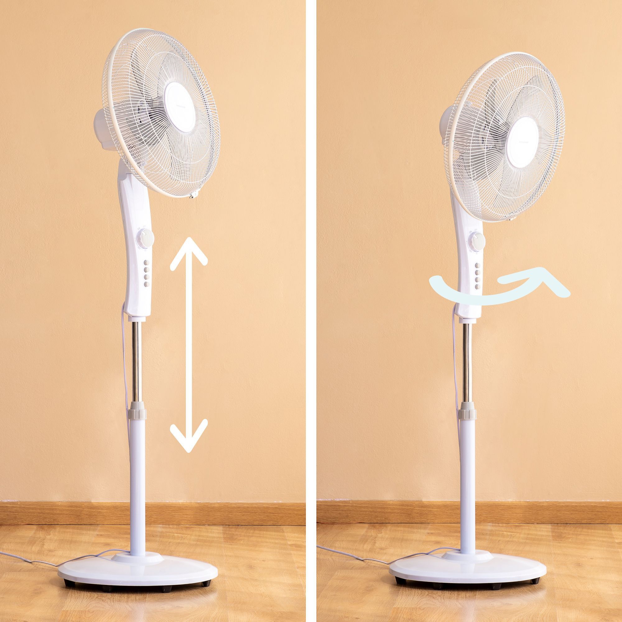 Ventilatore da pavimento - bianco e grigio - 43x40 x118 - 138 cm