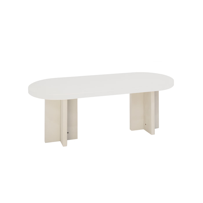 Table basse en microciment de teinte blanc cassé de 120x40cm Hauteur: 40 Longueur: 120 Largeur: 50