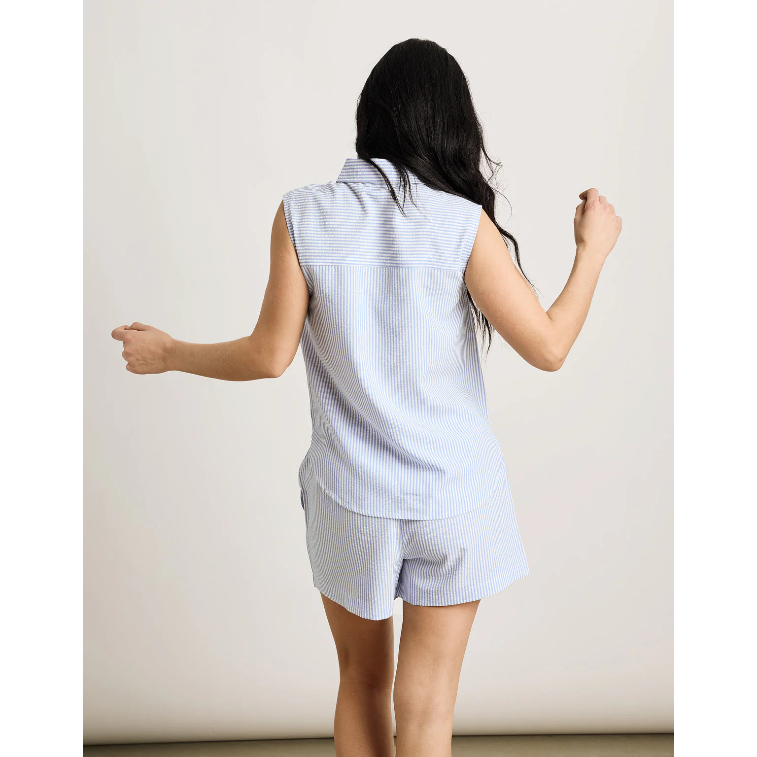 Camisa sin Mangas Azul Rayas - Salinasa