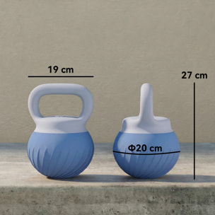 Kettlebell  8 Kg - poignée ergonomique antidérapante - revêtement souple - bleu