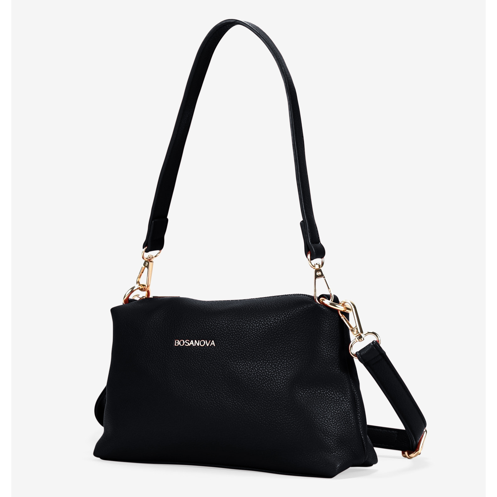 Bolso de hombro negro pequeño con cremallera