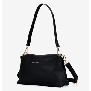 Bolso de hombro negro pequeño con cremallera