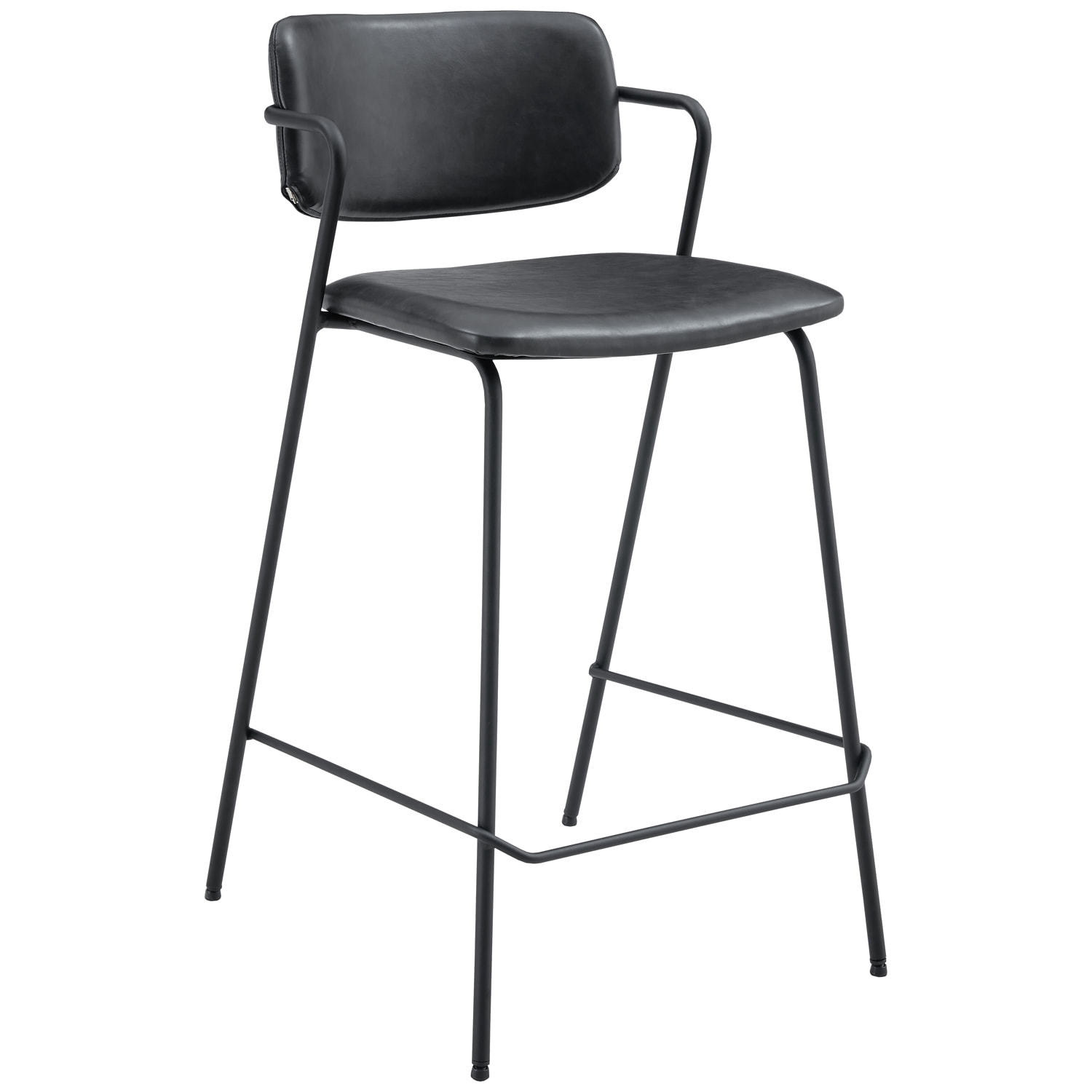 Lot de 2 tabourets de bar en simili noir LÉON