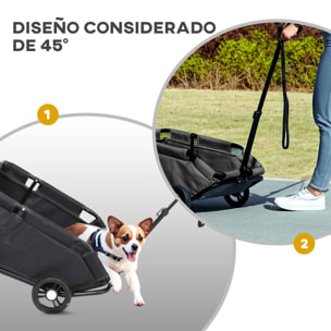 Carrito para Perros Plegable Cochecito para Mascotas Carrito para Perros Miniatura con Barra de Empuje Ajustable Diseño Abierto Cojín Bolsa de Almacenamiento y Ruedas 53x45x28 cm Negro