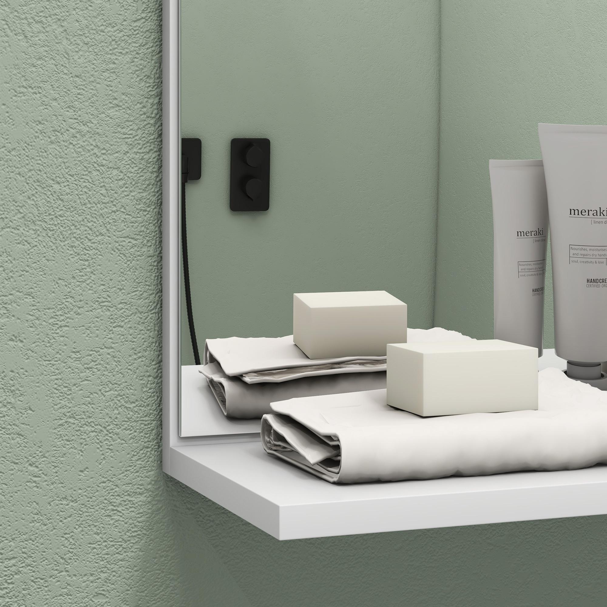 Espejo de Baño Moderno Espejo de Pared Rectangular con 4 Estantes de Almacenamiento para Maquillaje Tocador Vestidor 45x15x58,5 cm Blanco